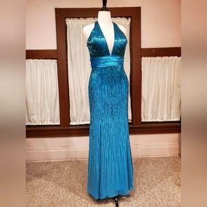 Turquoise Blue Strappy Back Gown